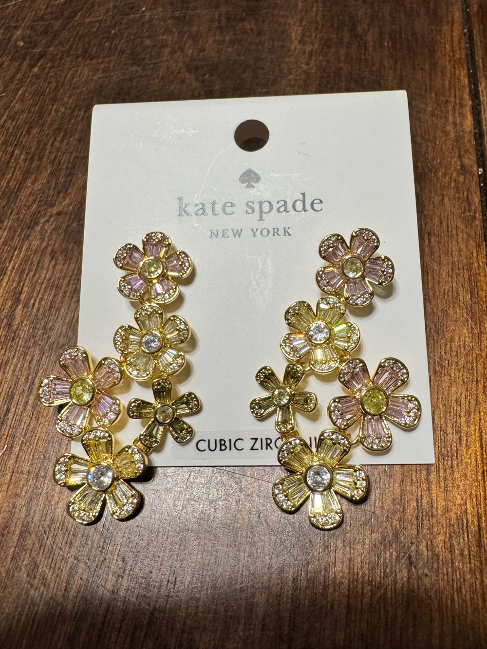 Kate Spade Fleurette Linear Floral Earrings Pink Multi NWT
